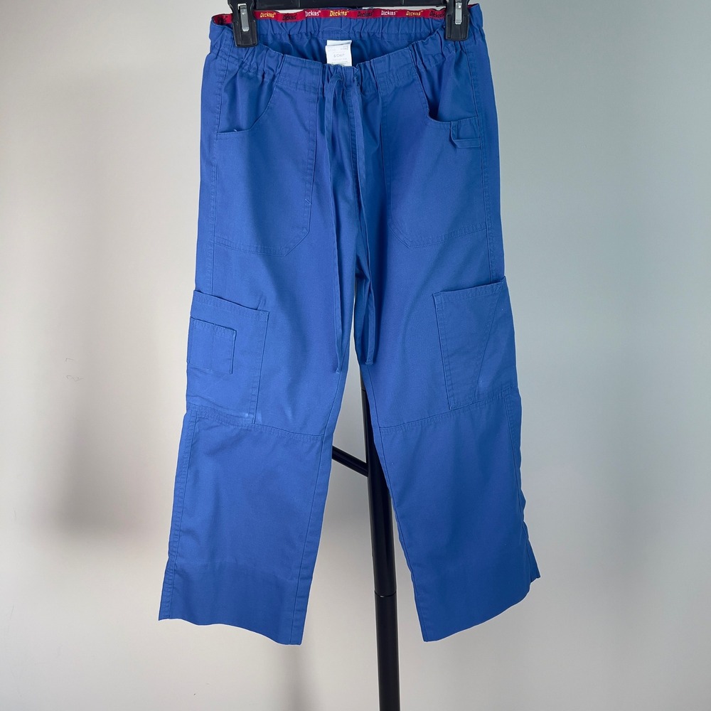Dickies Royal Blue Cargo Scrub Pants 85100 ROWZ Small Drawstring Workwear